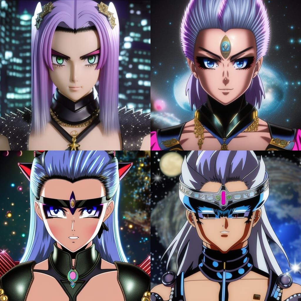 Anime Portrait of Female Bodybuilder in Jester Outfit