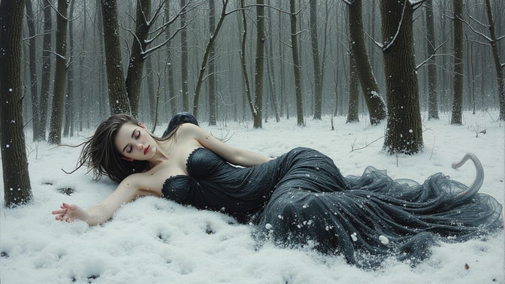 Surreal Glitchcore Portrait of Woman with Snake