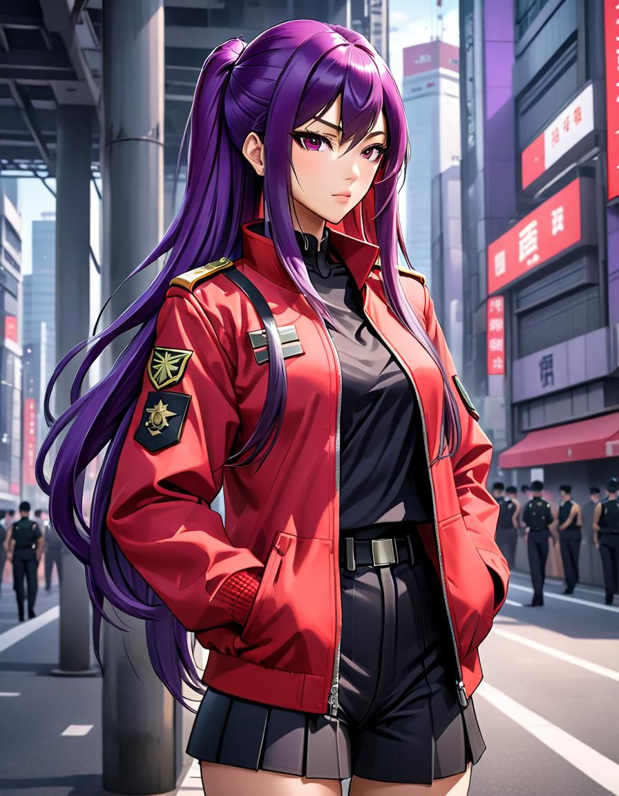 Young female officer in Anime cartoon style