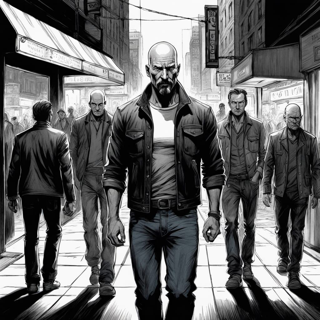 Gritty City Streets in Noir-Style Pencil Art