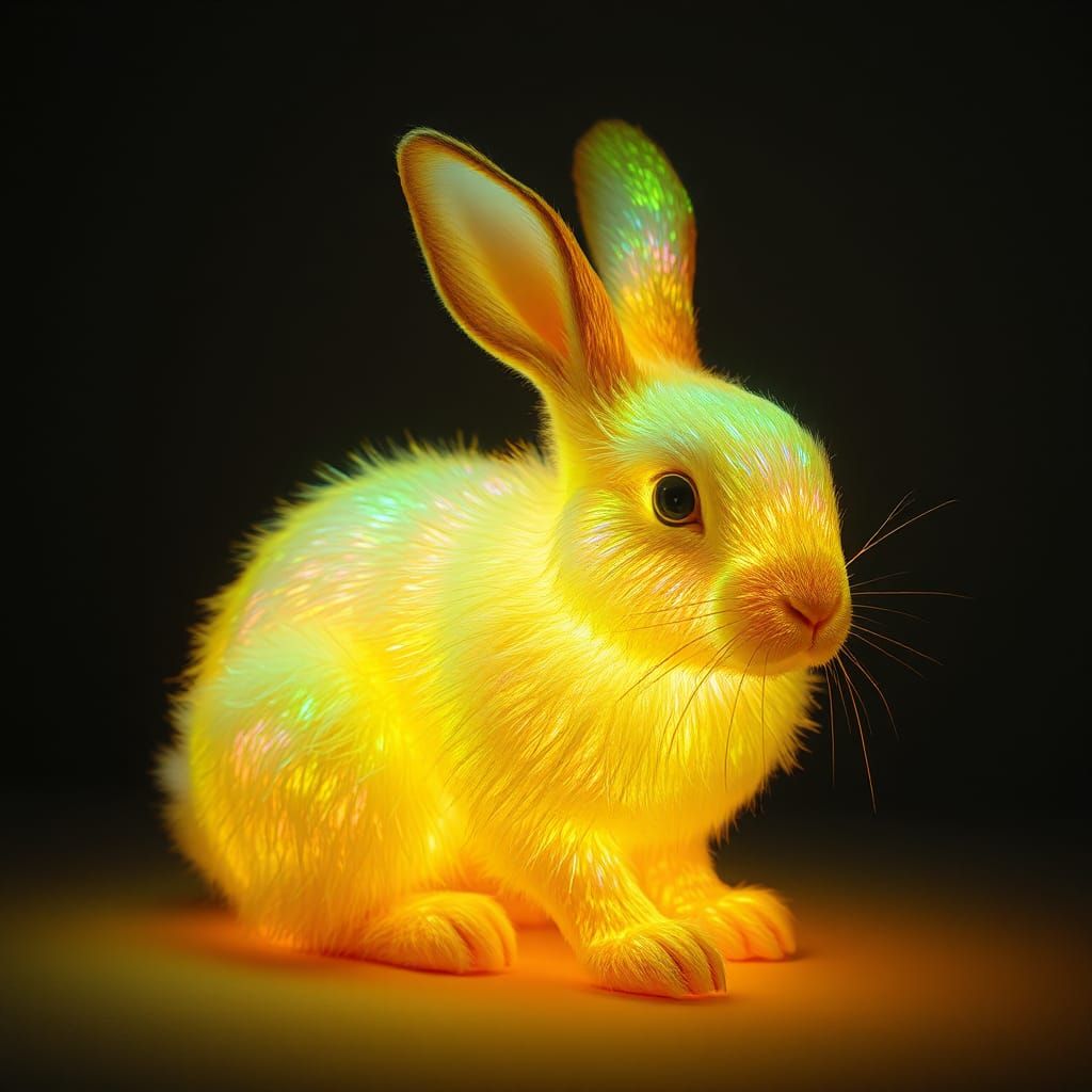 Luminous Radium Bunny in Abstract Style