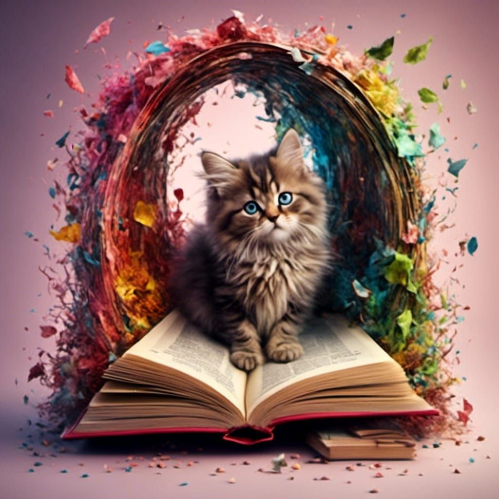 Storybook House with Mice and Kittens