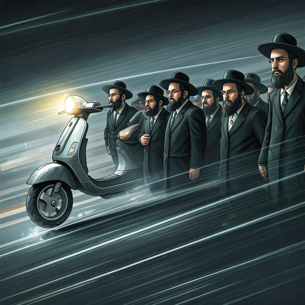 Ultra-Orthodox Protesters Confront a Speeding Scooter in a G...