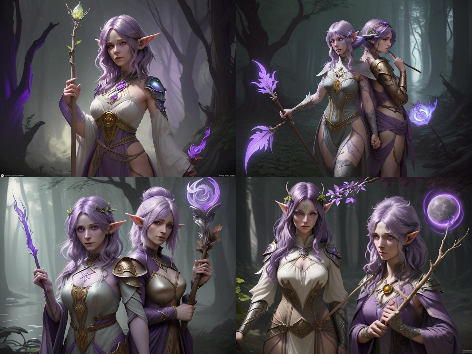 Moon Elf Druid with Fey Fox in Fantasy Art