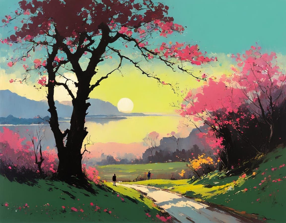 Idyllic Spring Landscape Painting