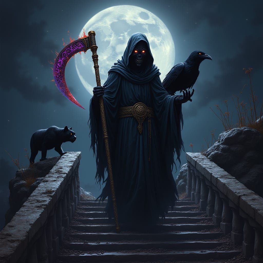 Grim Reaper Descending Blacklight Staircase