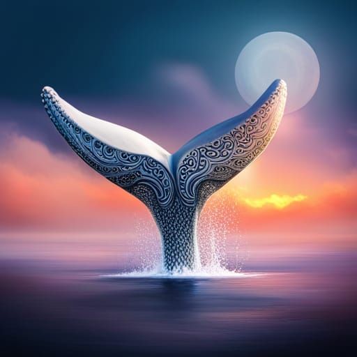 Mandala Whale Tail in Splash Art Style