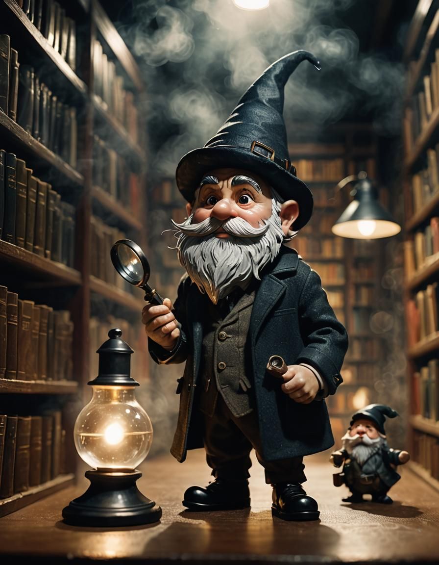 Detective Gnome in Film Noir Style Library