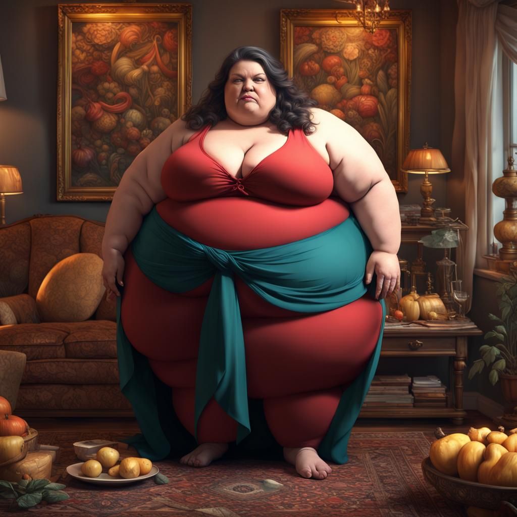 Beautiful Obese Woman: A Detailed Matte Painting