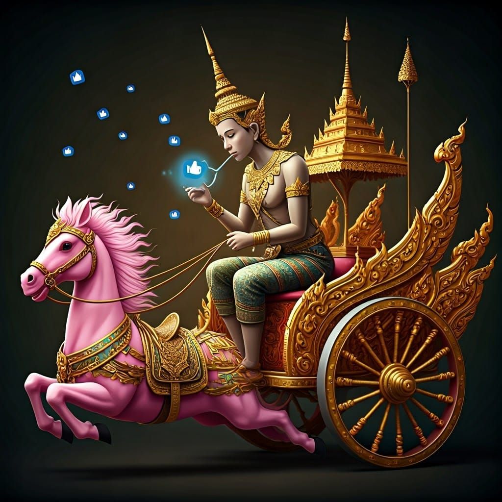 Mythical Southeast Asian Royal Chariot in Gold