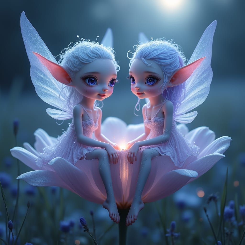 Aether Elves in Moonlit Meadow