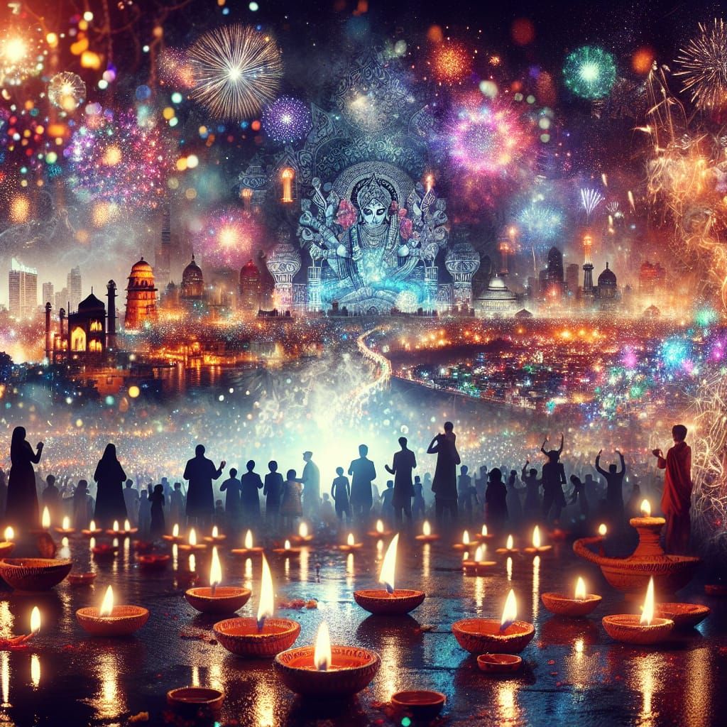 Diwali Festival: Double Exposure of Past and Present