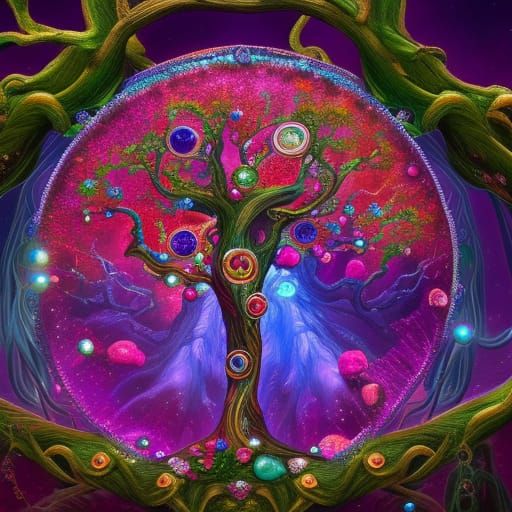 Bejeweled Gemstone Apple Tree of Life