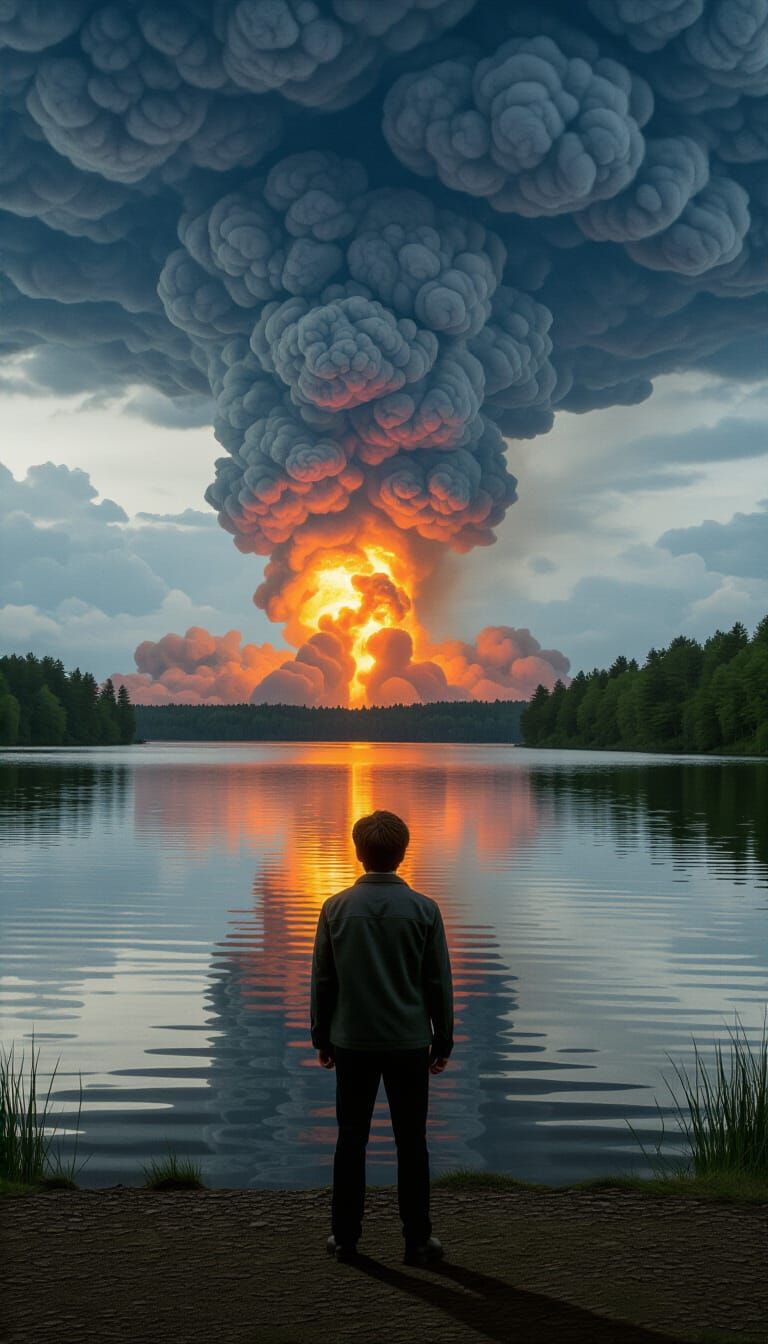 Eruption Witnessed by Lake: Cinematic Film Still