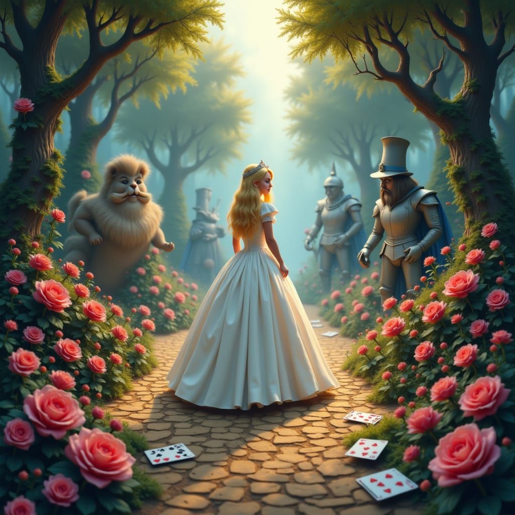 Alice in Wonderland Park With Knights and Roses
