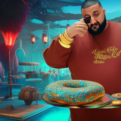 DJ Khaled flexes his über donut (colourised)