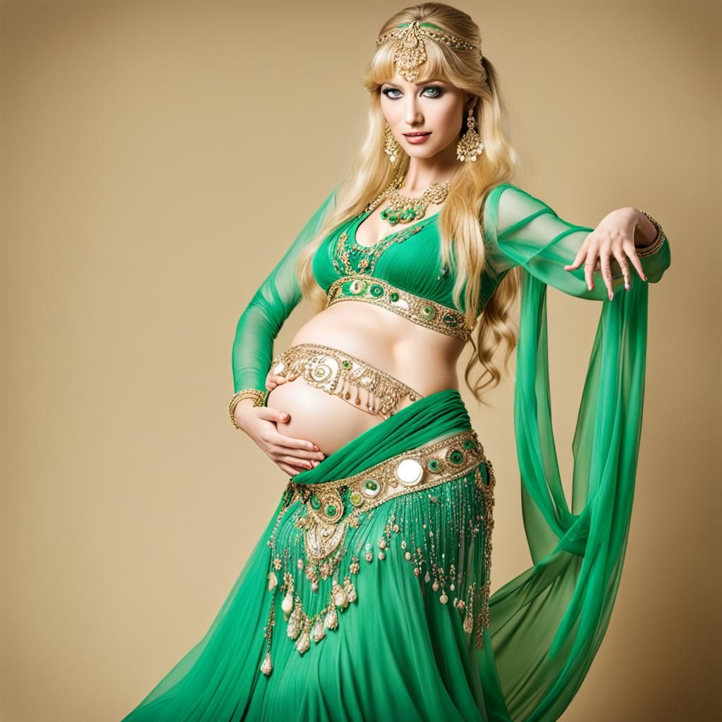 Pregnant Belly Dancer with Blonde Hair