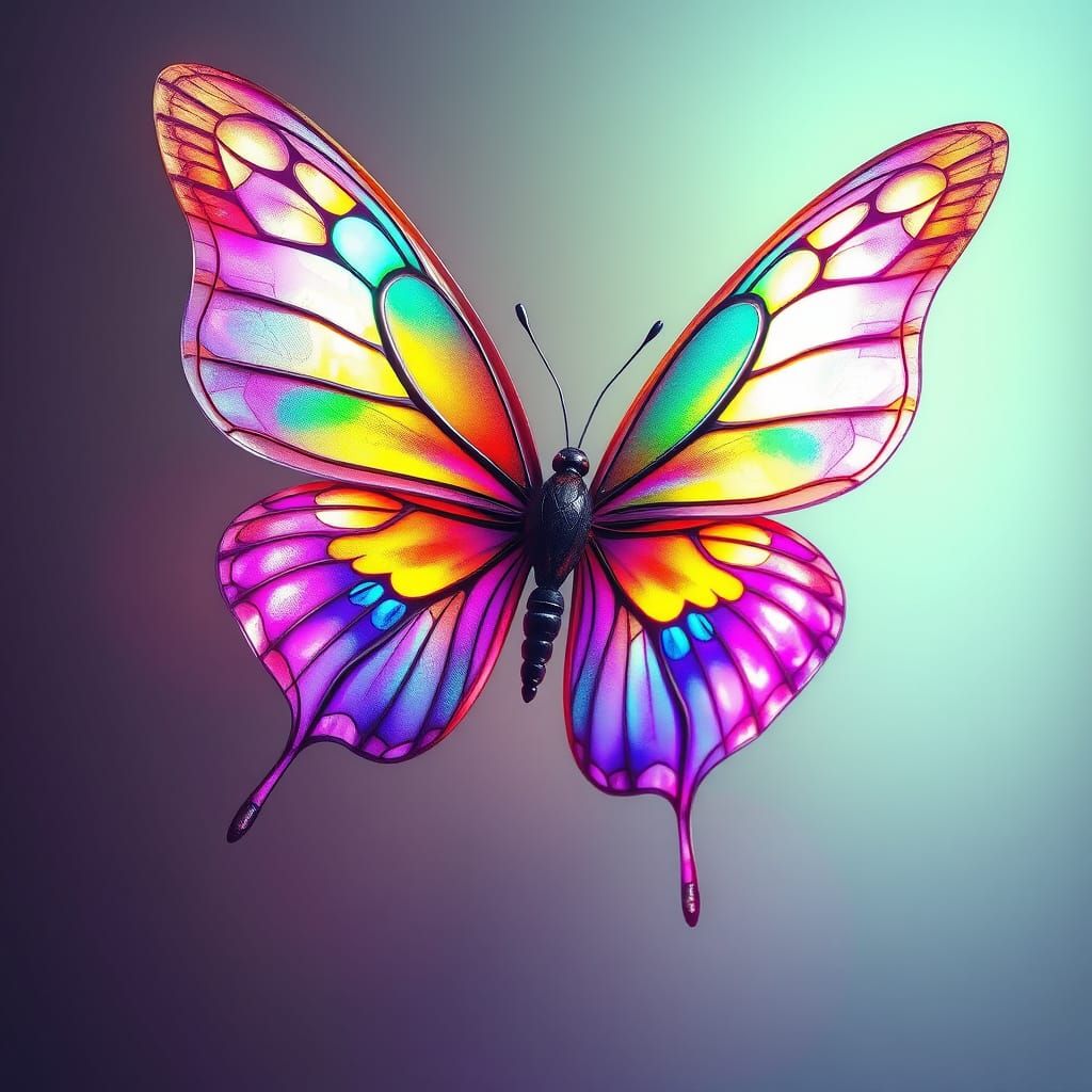 butterfly with Delicate wings🦋 like stained glass