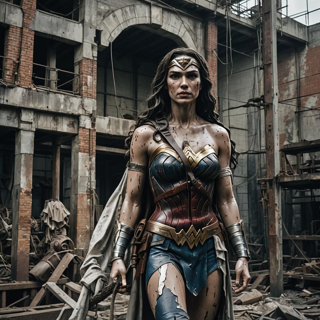 Wonder Woman Plaster Statue in Abandoned Factory