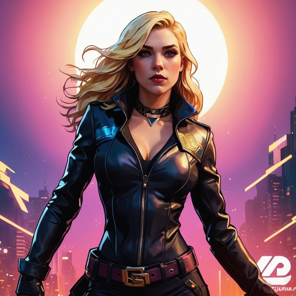 Black Canary Portrait in Art Deco Cyberpunk Style
