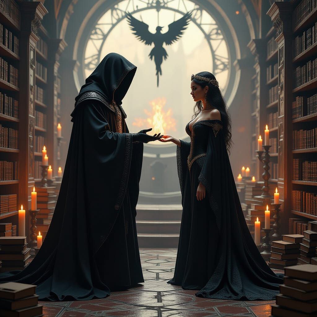 Adventurer Seduces Sorceress in Biomechanical Cyberpunk Styl...