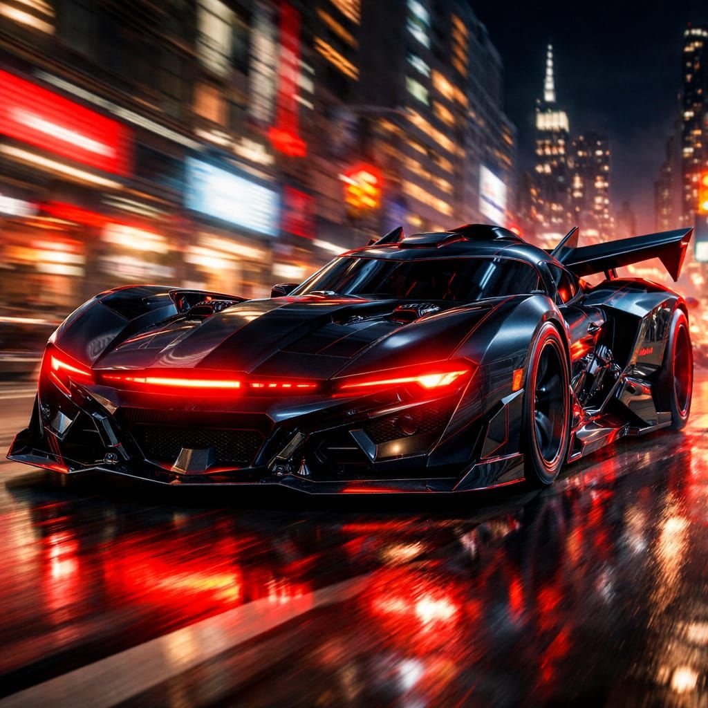 Futuristic Batmobile Racing Through NYC at Night