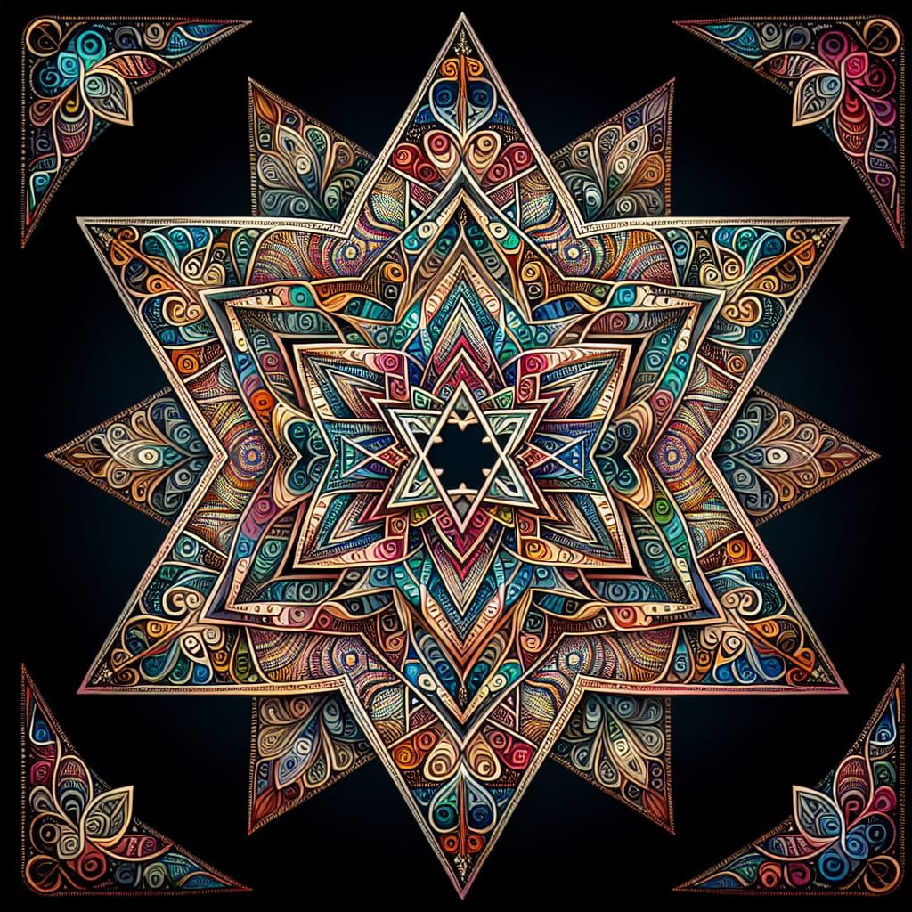 Festive Star of David in Vector Fractal Style