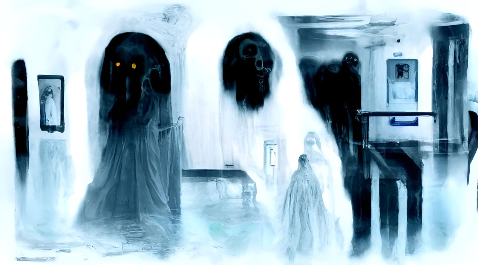 Eerie Ghosts Haunt Hospital Corridor in Paranormal Photo