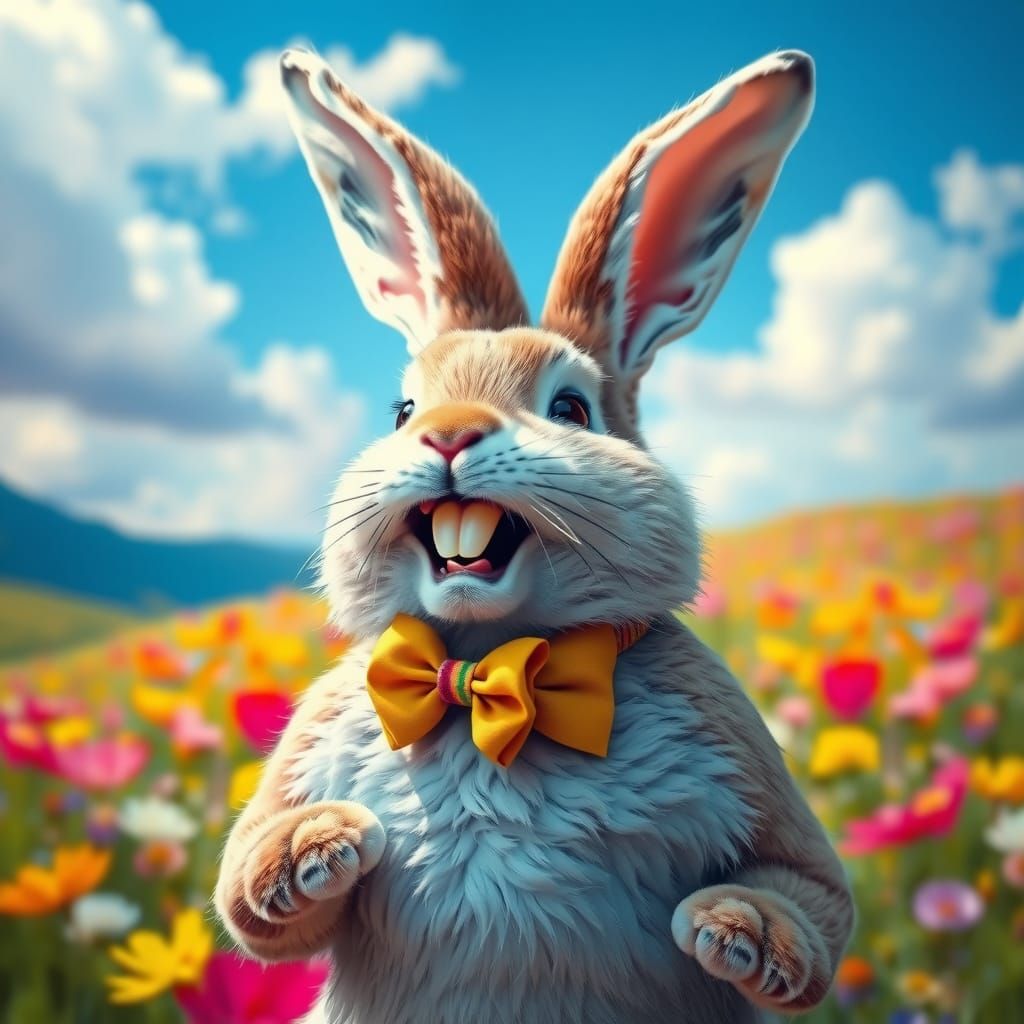 Joyful Bunny in Surrealist Dreamscape