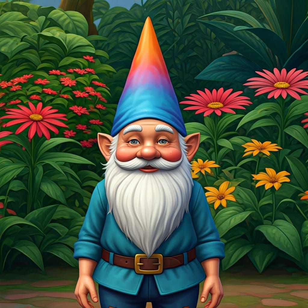 Whimsical Garden Gnome in Cartoon Style