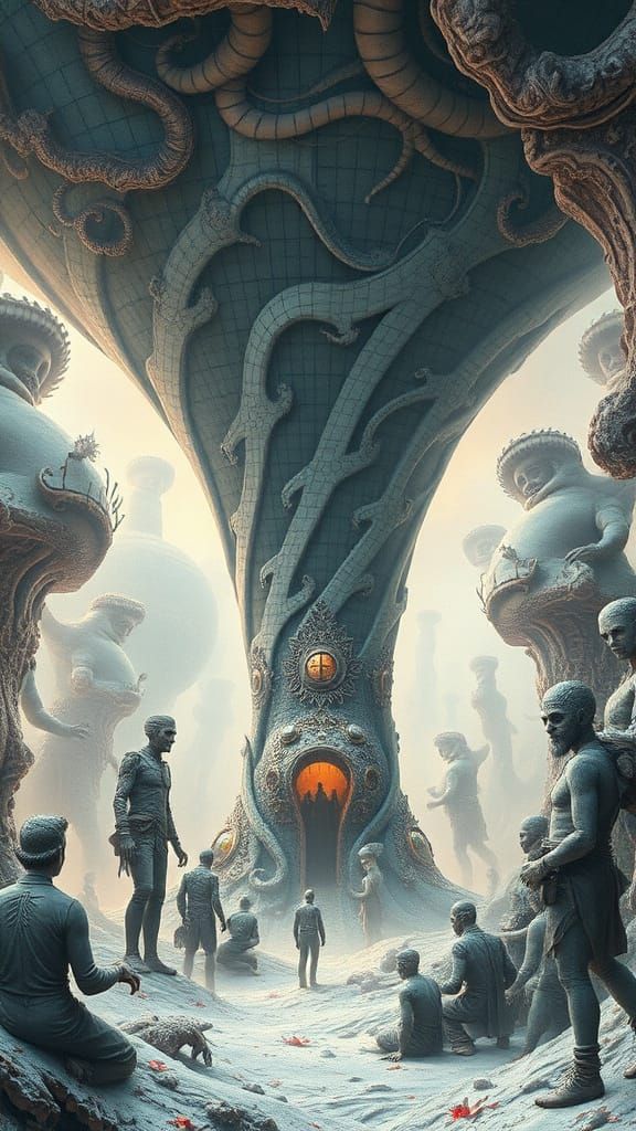 Surrealist Funnel Structure in Photorealistic Detail