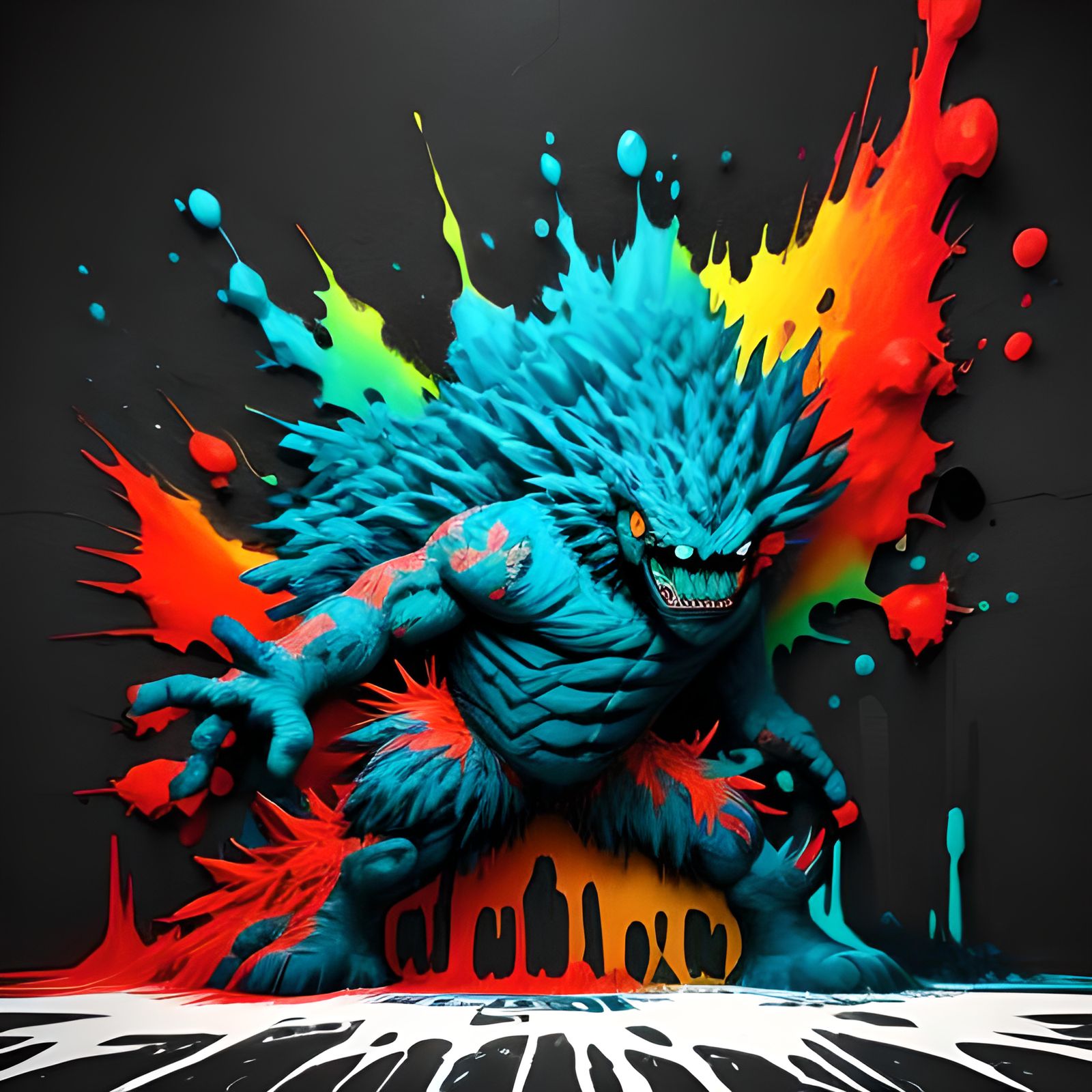 Volcano Monster Graffiti Art in Street Style