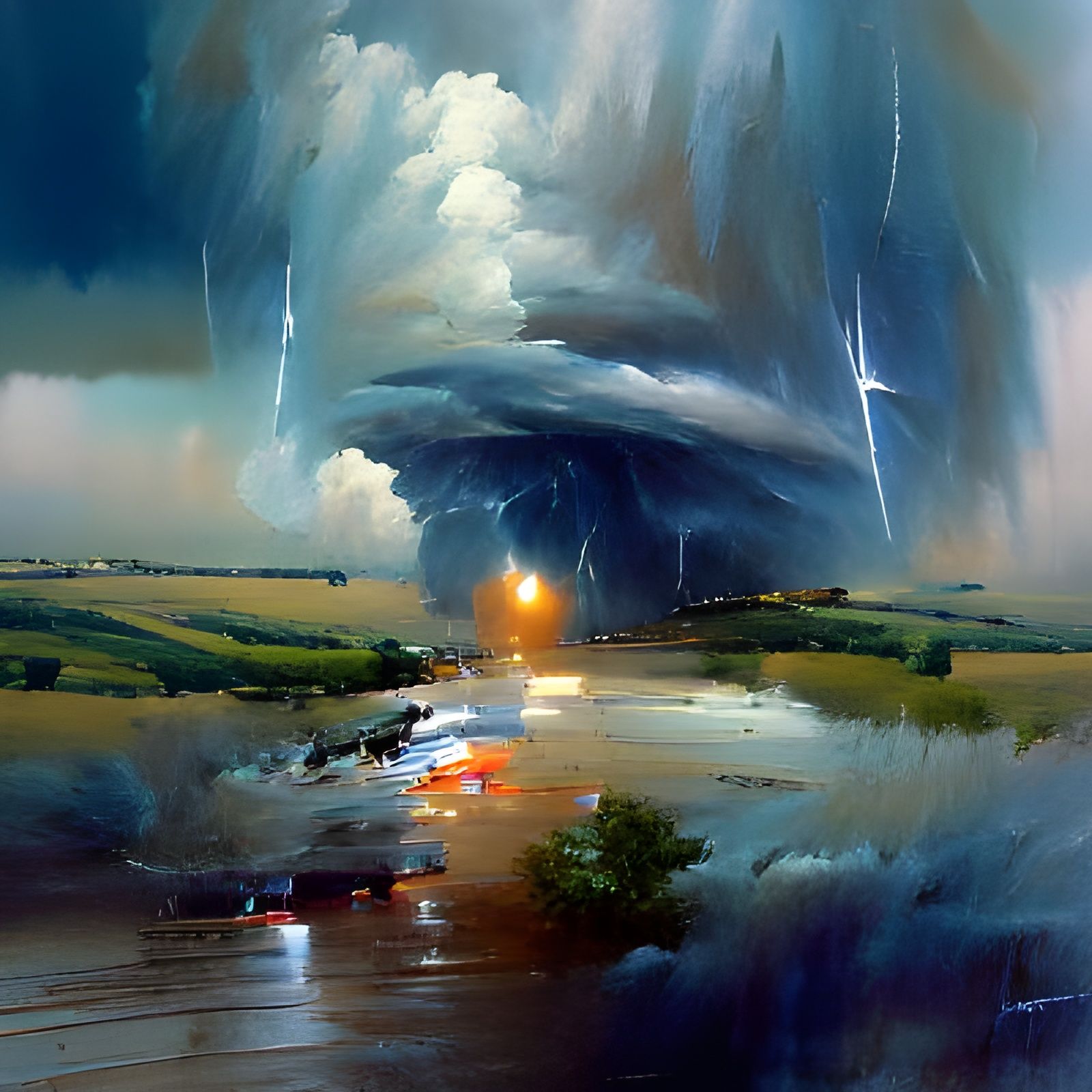 Dramatic Thunderstorm Oil Painting
