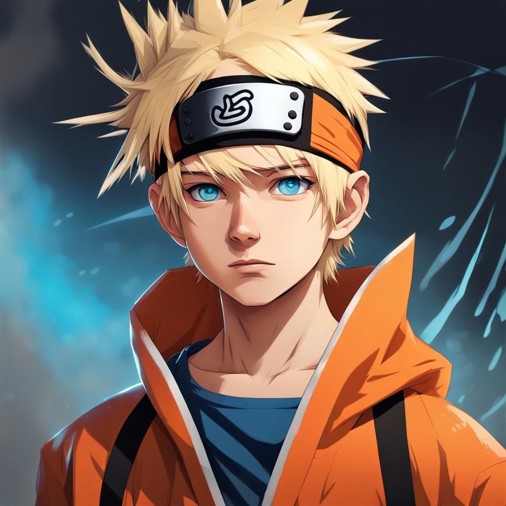 Blonde Boy with Konoha Headband, Digital Illustration