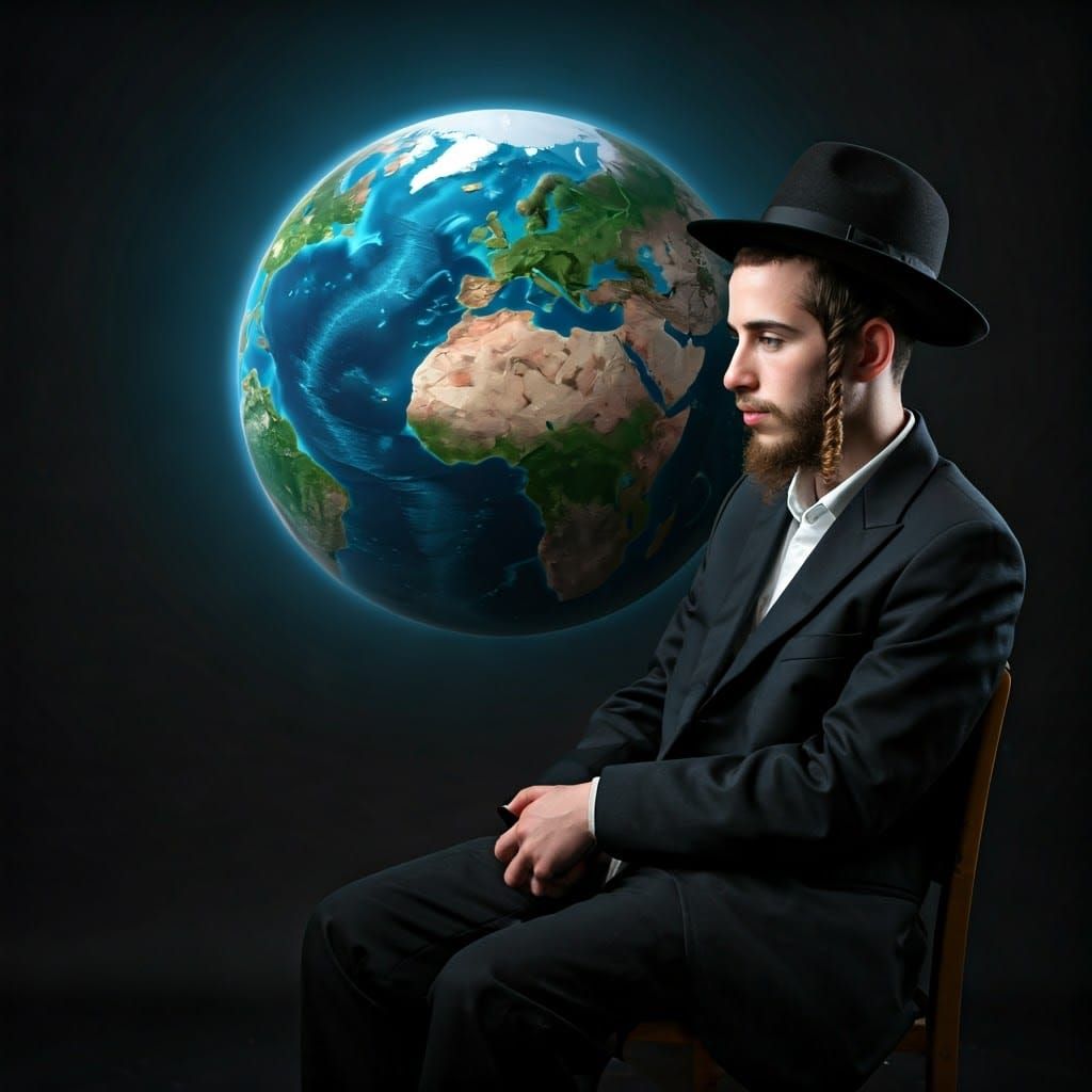 Contemplative Portrait of Jewish Man with Earth