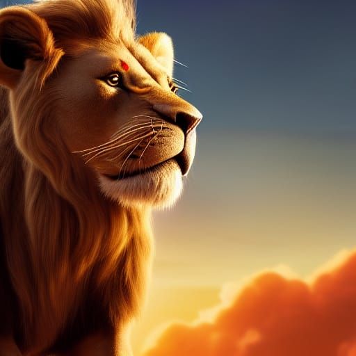 Lion King with Crown: Detailed Fantasy Concept Art