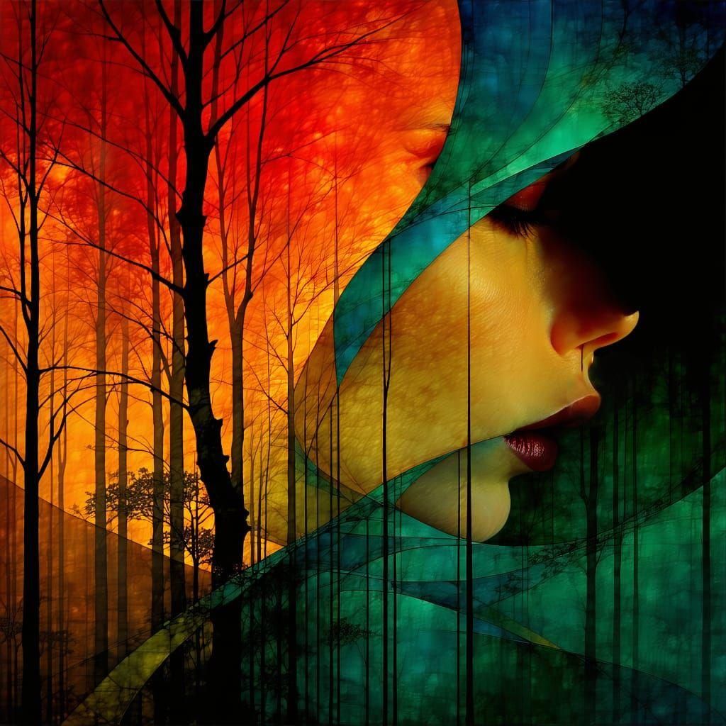 Blown Ink Explosion in Surreal Mixed Media Style