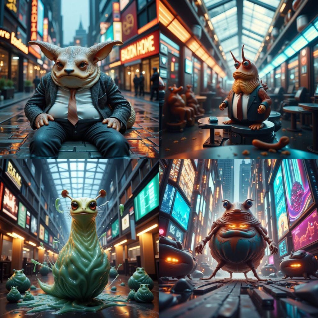 Mr. Sluggie Slides to Work: 3D Digital Art