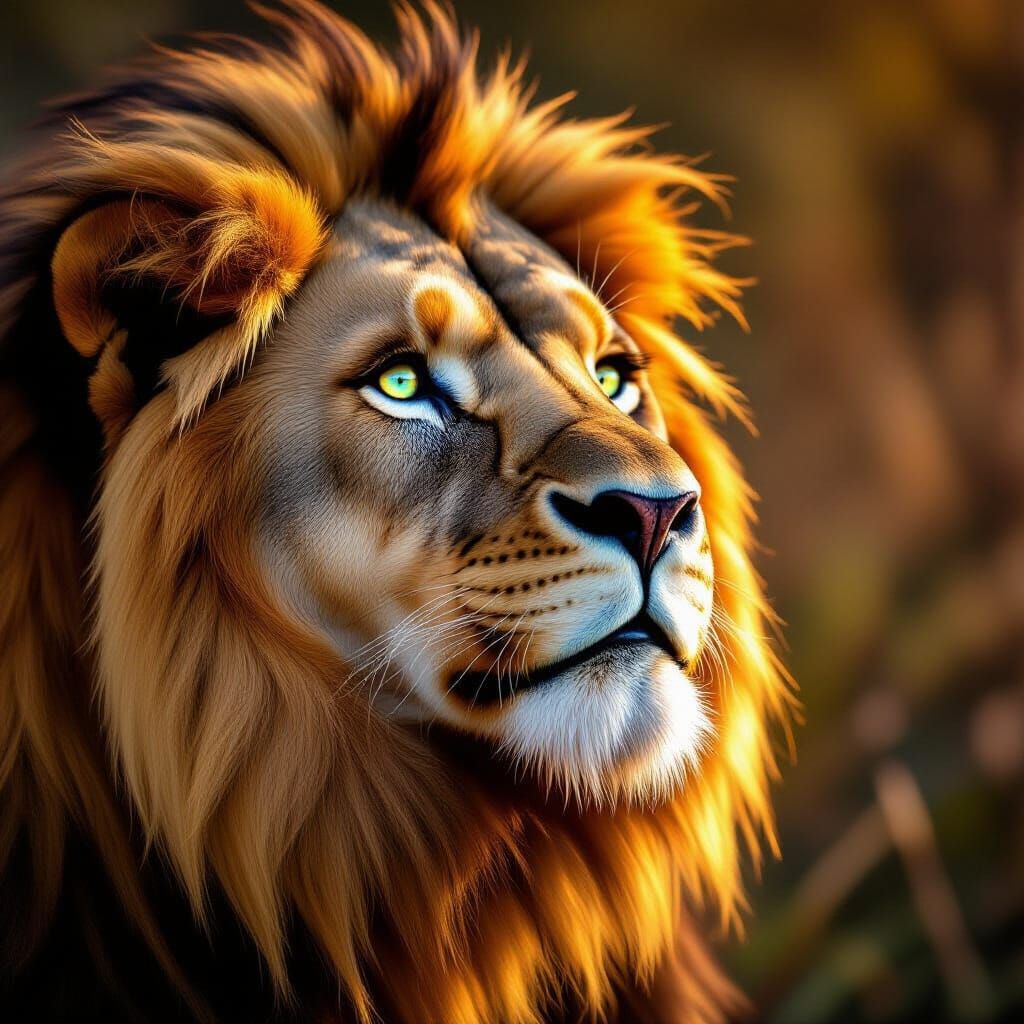 Majestic Lion Close-Up at Golden Hour