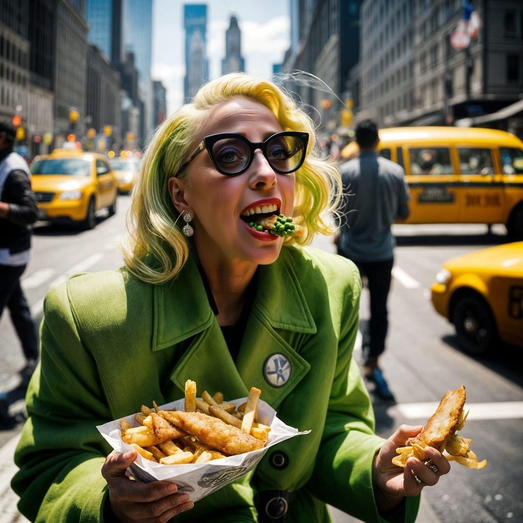 Lady Gaga Eats Fish and Chips in New York