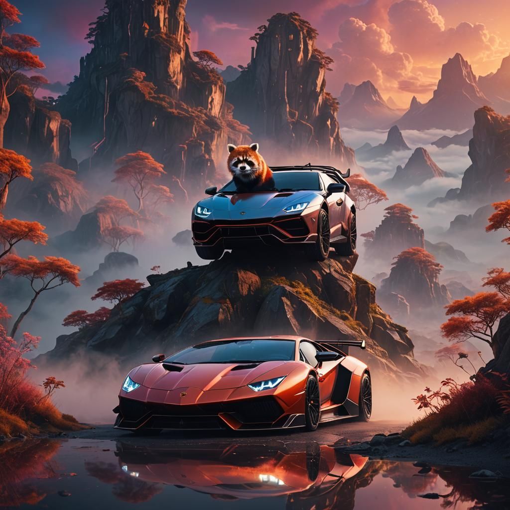 Lamborghini V12 Vision GT with Red Panda