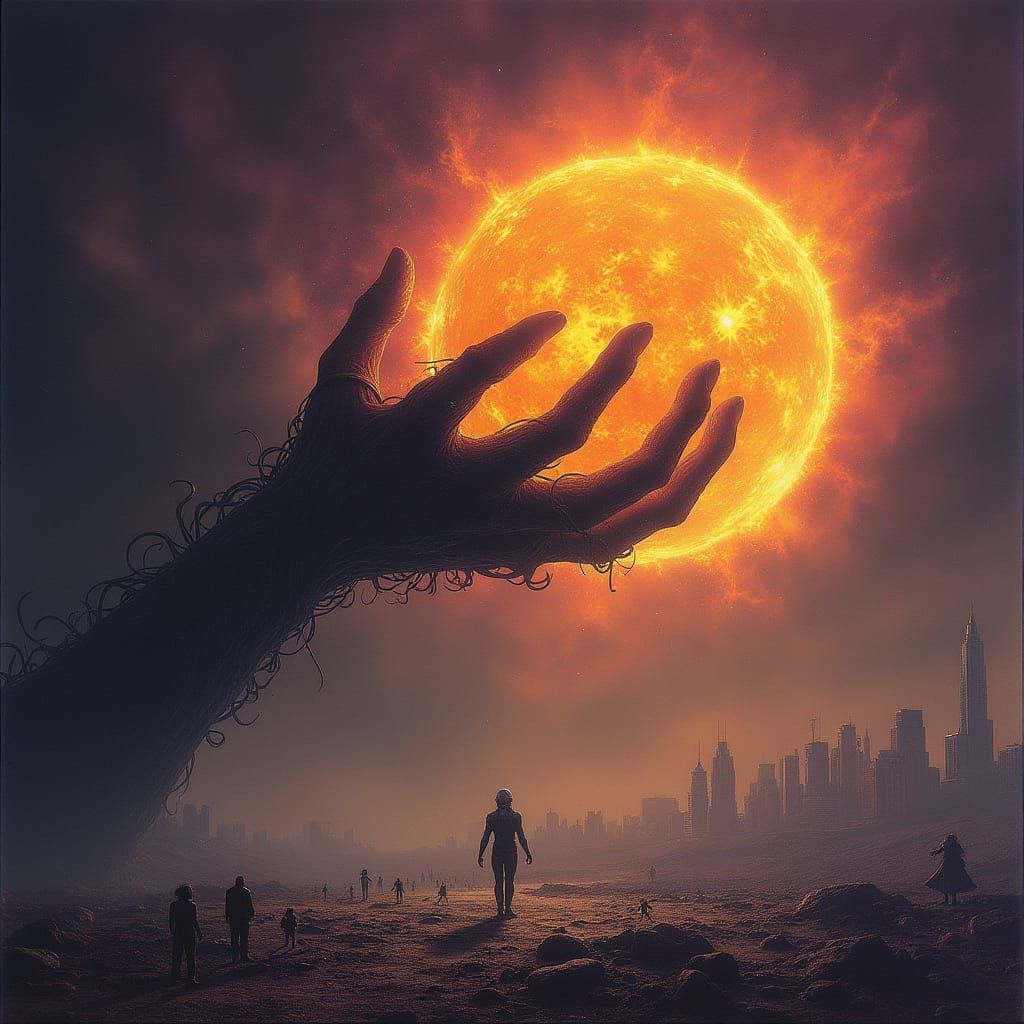 Ethereal Horror: Cosmic Hand Unleashes Blazing Sun on Terrif...