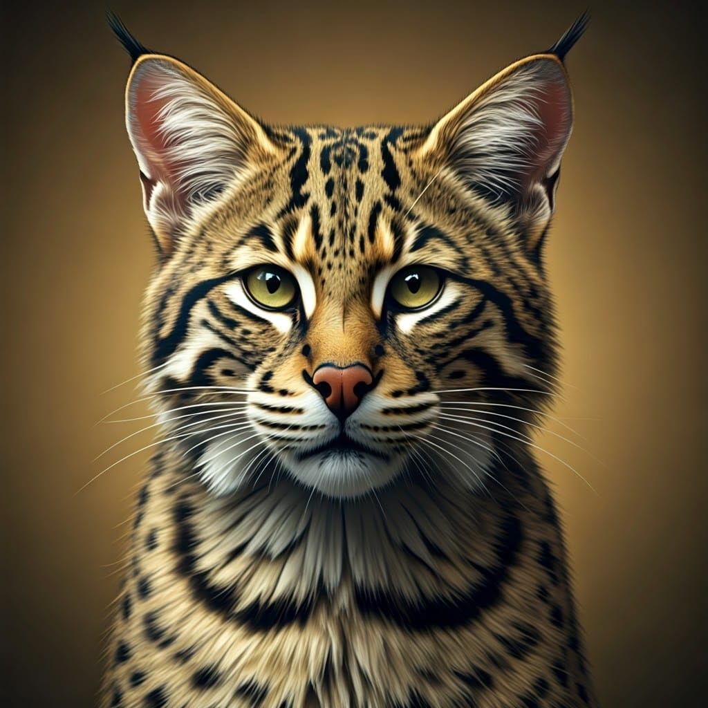 Majestic Brown Cat Portrait in Wildlife Art Style