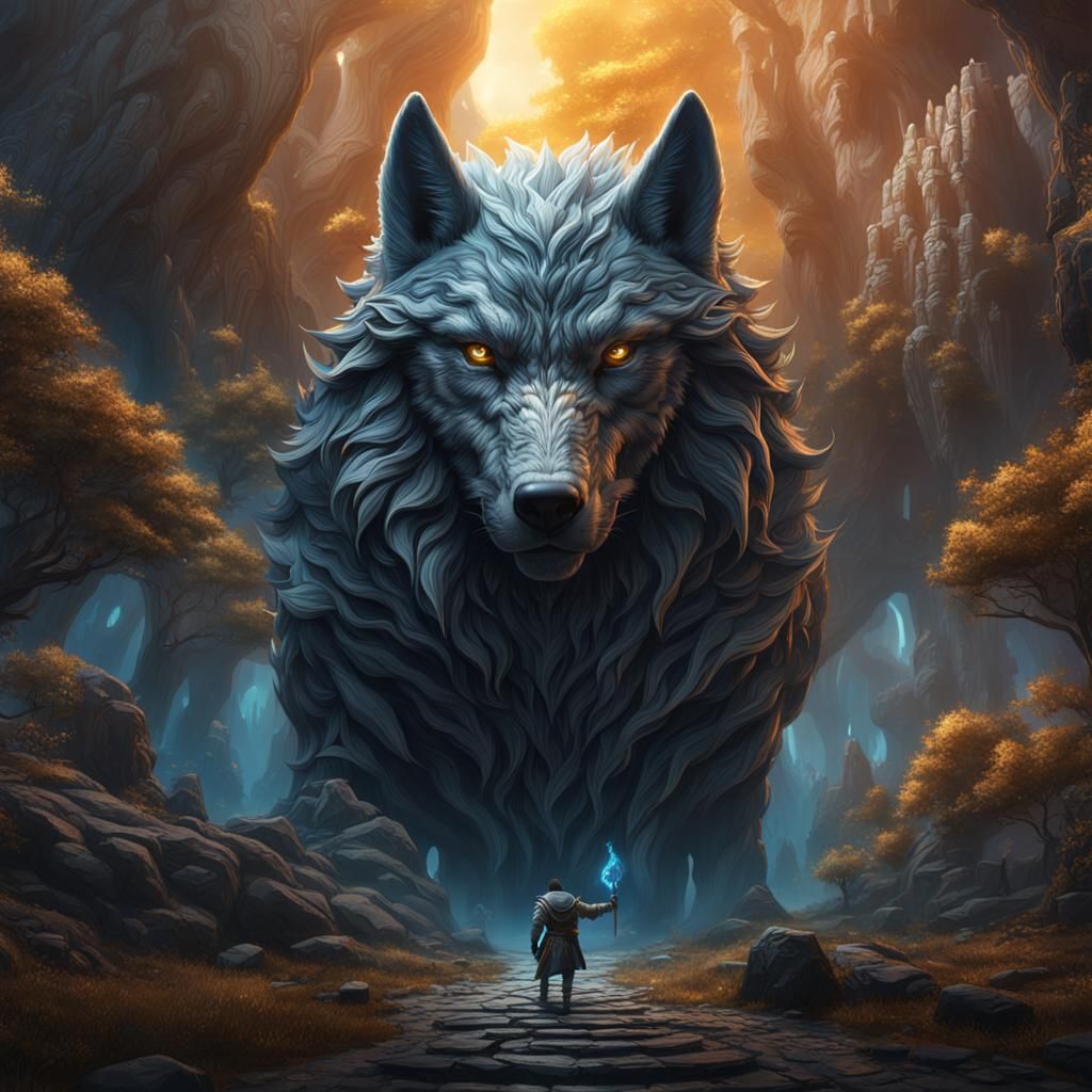 God Wolf Detailed Matte Painting