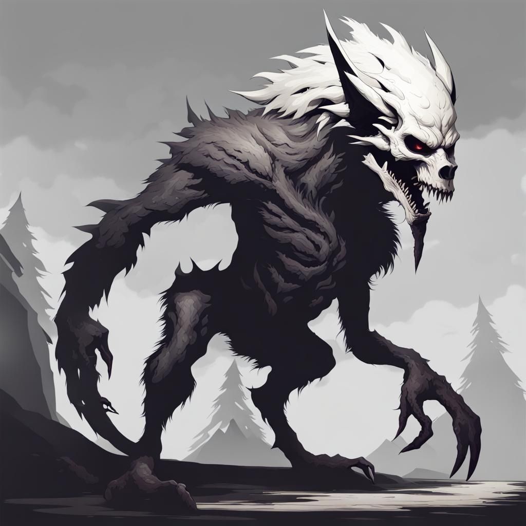 Shadow Werewolf with Dragon Skull