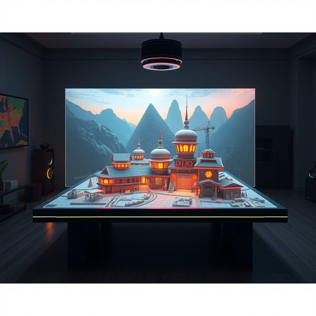 Futuristic Neighborhood Hologram in Deep Color