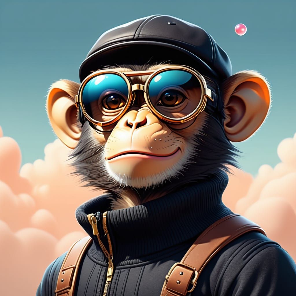 Confident Cartoon Monkey in Retro Style