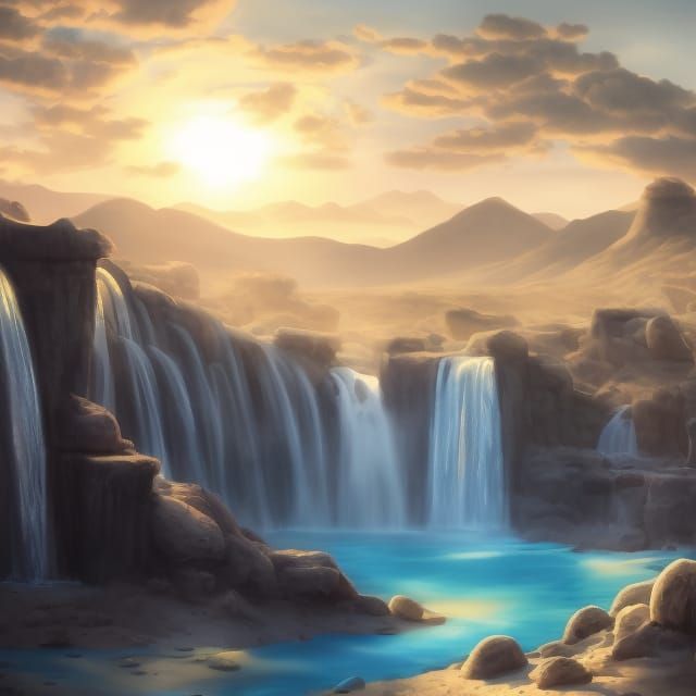 Desert Ghost Town Sunrise: Photorealistic Landscape