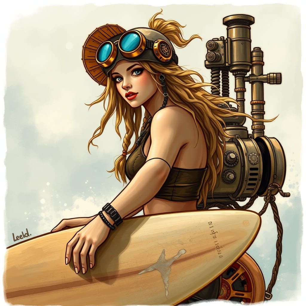 Steampunk Surfer Goddess