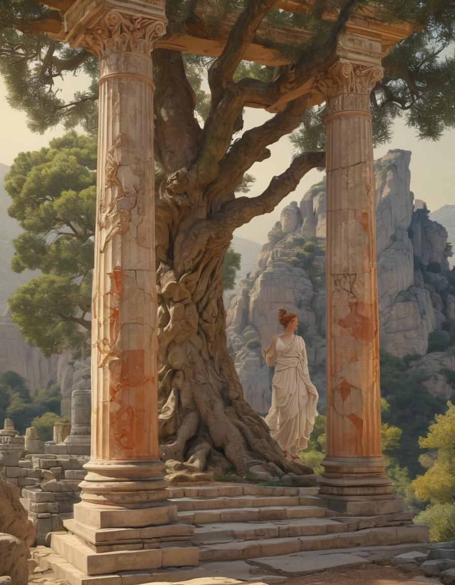 Deity in Zeus's Ancient Greek Temple